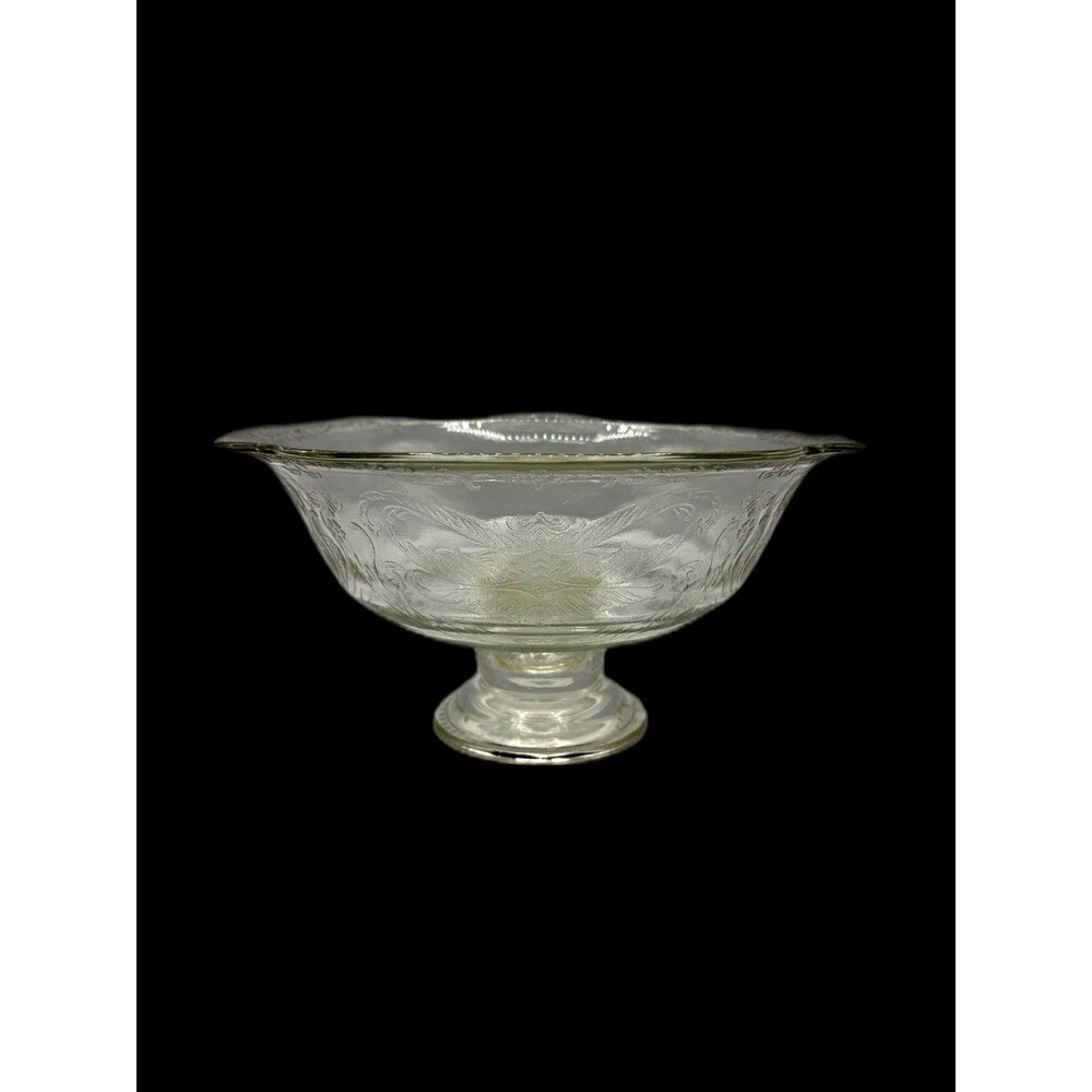 Vintage Indiana Glass Company " Recollection " 9 1/2" X 5" Clear Pedestal Bowl